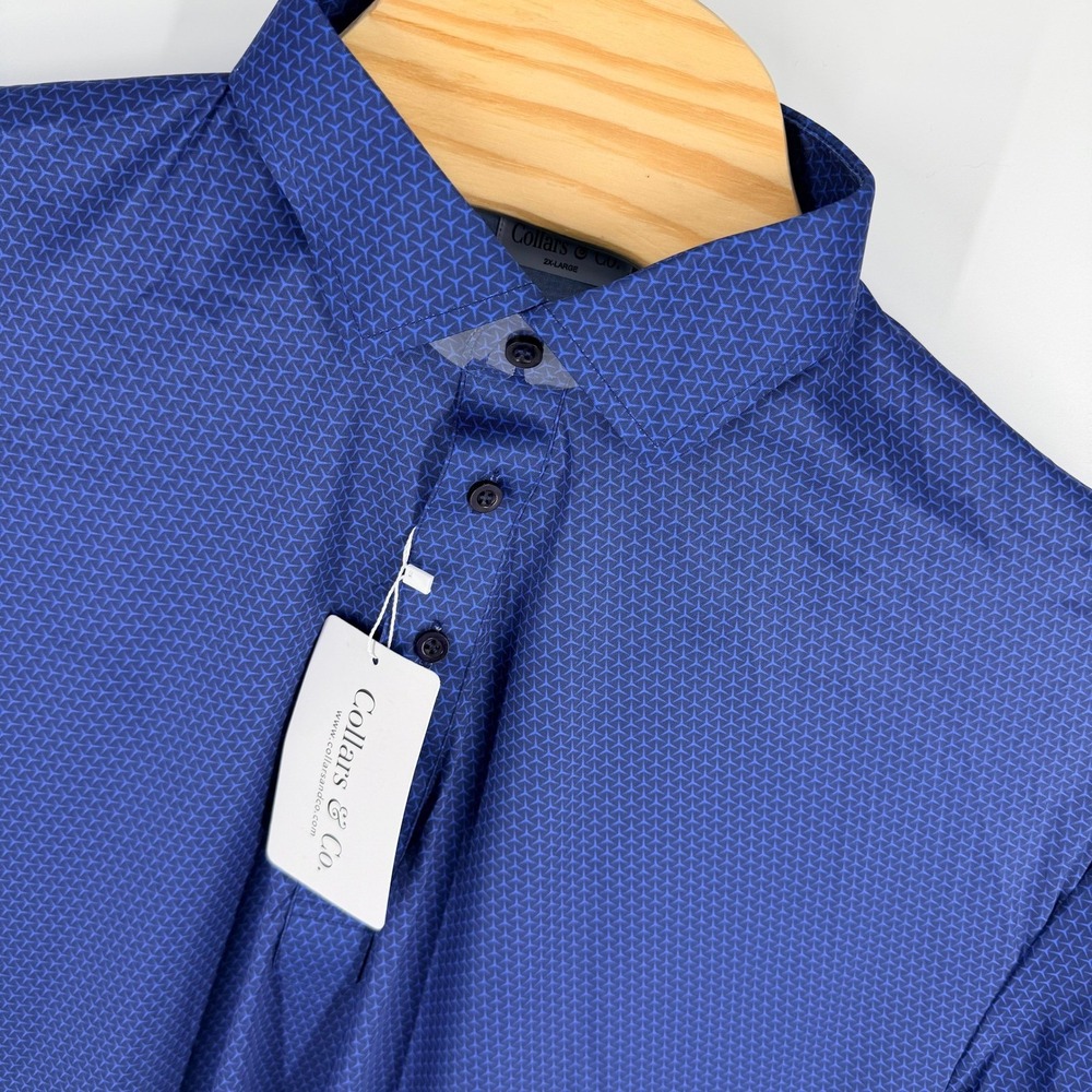Collars & Co Semi Spread Dress Collar Polo Shirt Mens 2XL Turbo GT Navy NEW